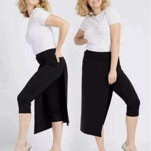BETABRAND The Sassiest Pant Crop Overlay Maxi Skirt in Black Size Large Long